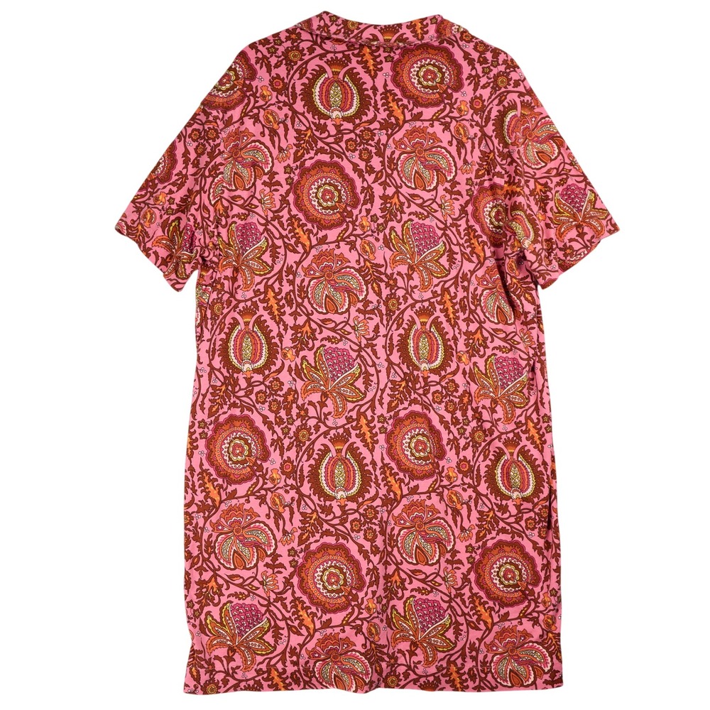 Vera Bradley Pink Floral Paisley Button Down Sleep Shirt Nightshirt Large - Picture 2 of 7